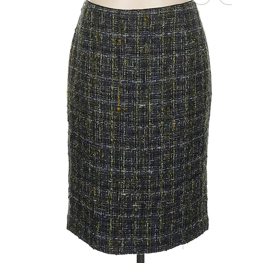 Lafayette 148 New York Navy, Green Tweed Skirt size 8 LIKE NEW